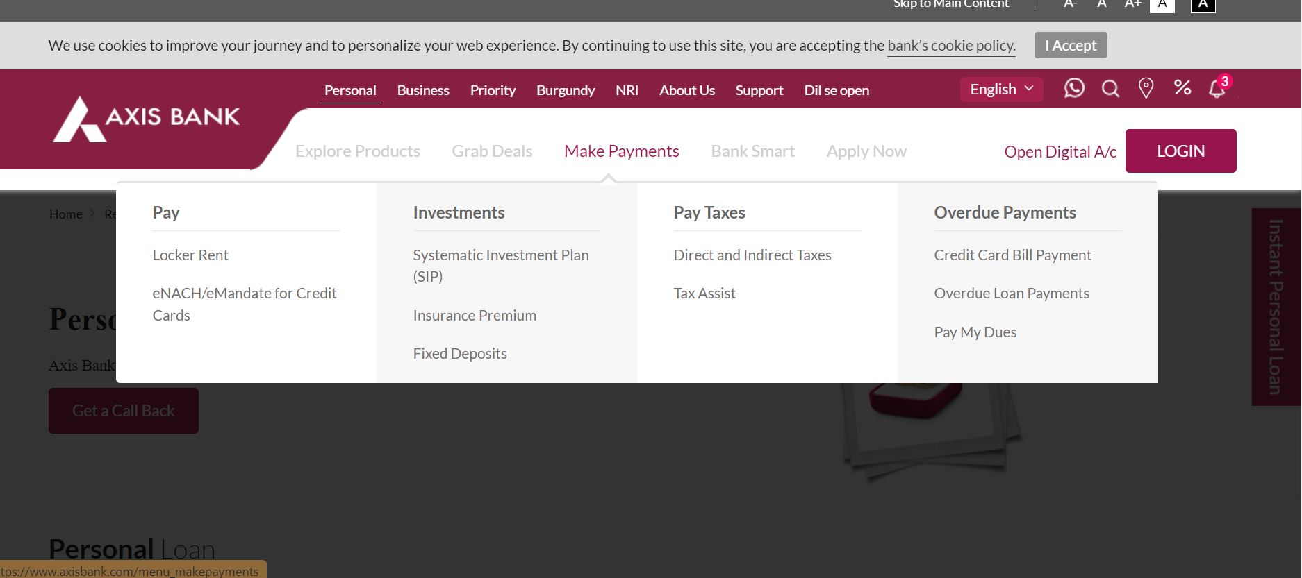 Axis Bank personal loan documents